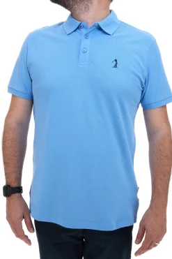 Hellblaues Poloshirt mit halben Ärmeln, 100 % Baumwolle, US GOLF CLUB PO2000