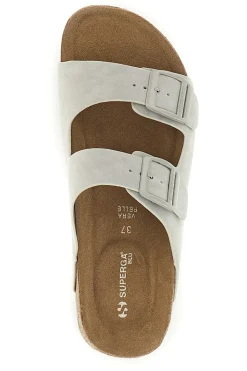 Hellgraue Hausschuhe mit doppelter Schnalle Superga S11U109