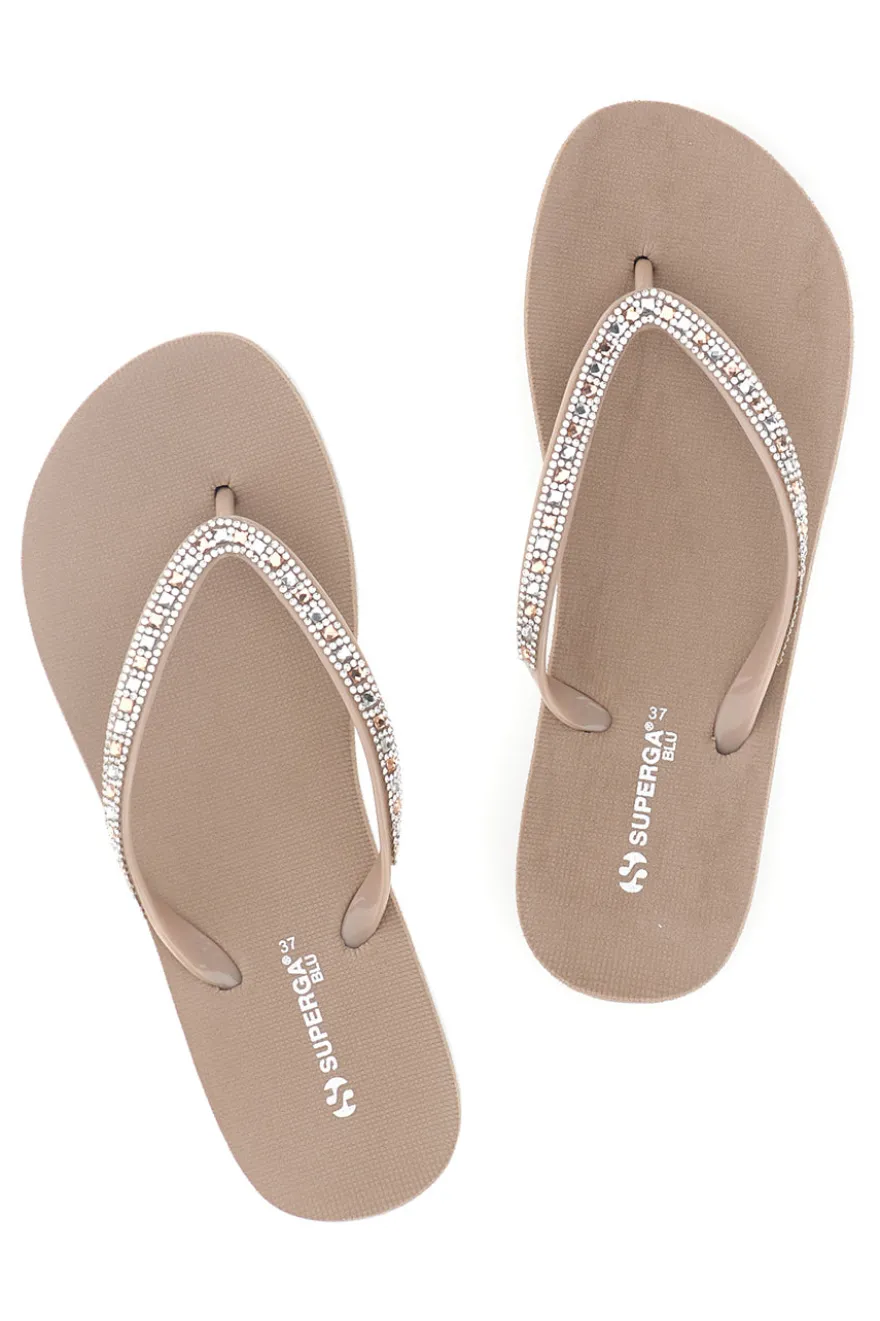 Infradito beige con strass Superga S24S728
