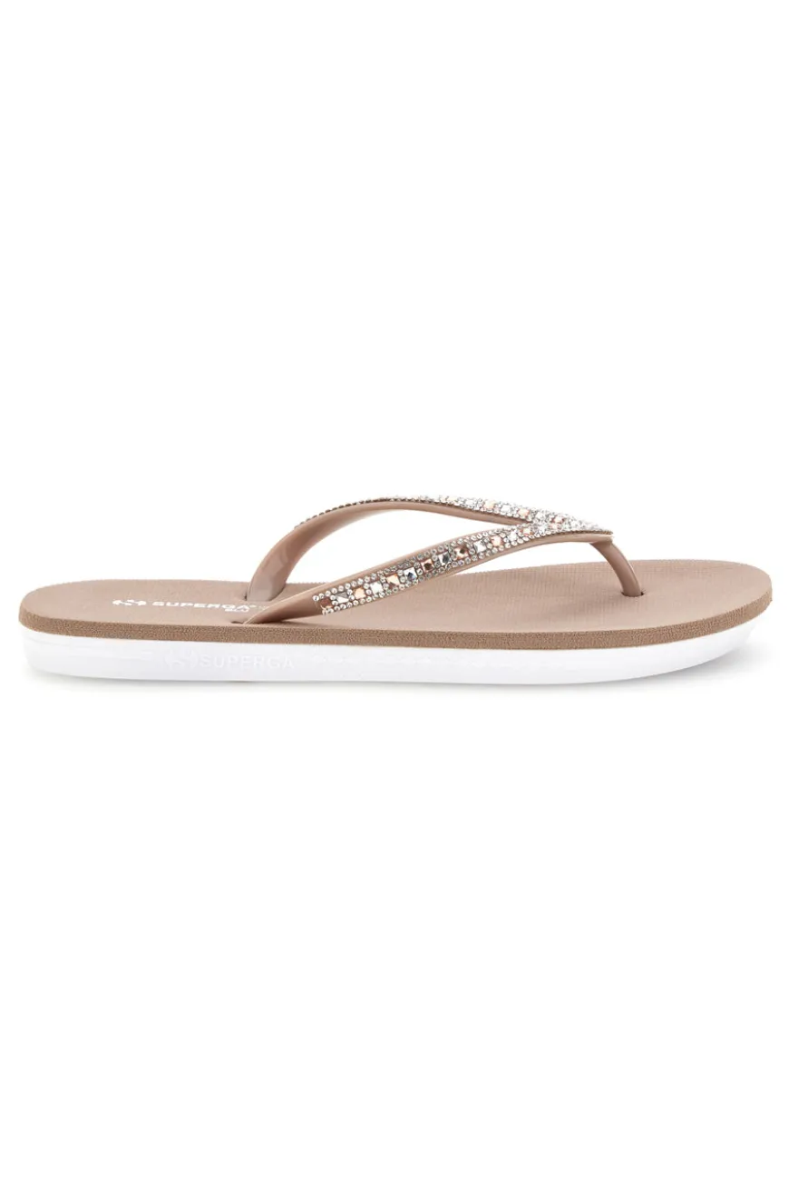 Infradito beige con strass Superga S24S728