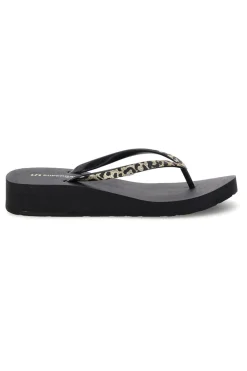 Infradito nera con dettaglio animalier Superga S24T203
