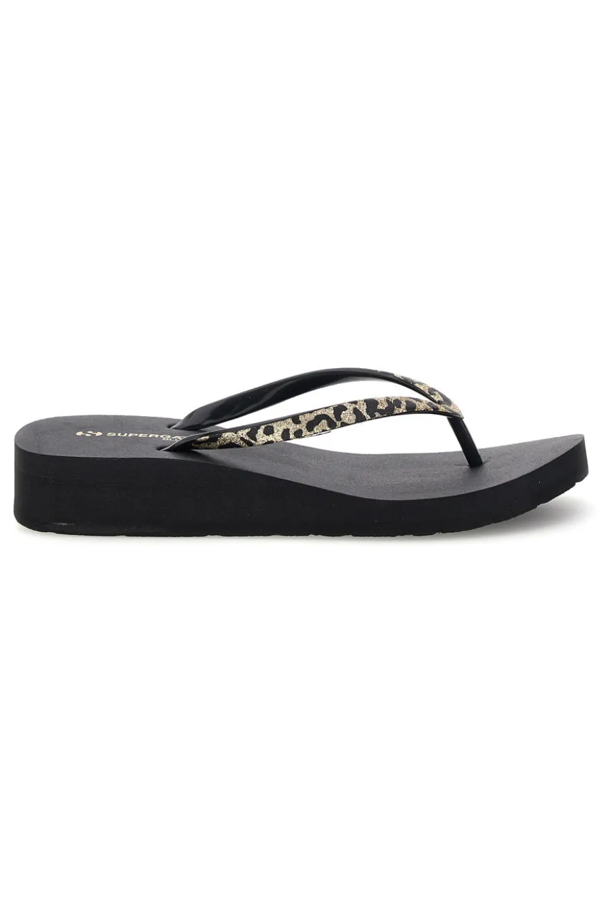 Infradito nera con dettaglio animalier Superga S24T203