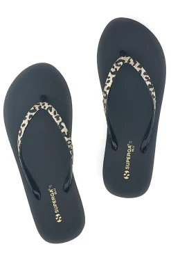 Infradito nera con dettaglio animalier Superga S24T203