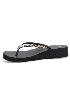 Infradito nera con dettaglio animalier Superga S24T203