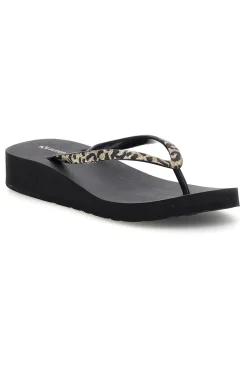 Infradito nera con dettaglio animalier Superga S24T203