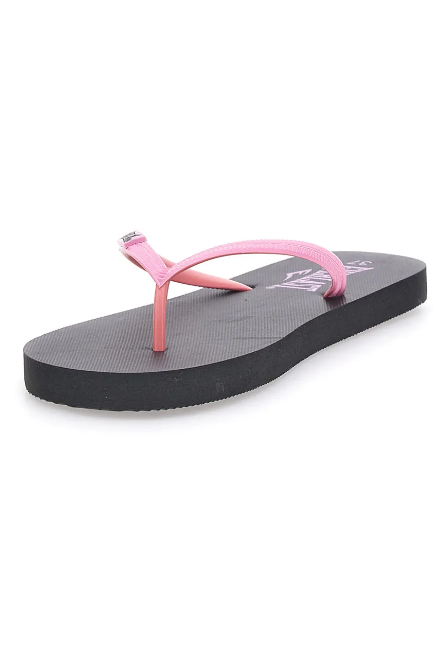 Infradito nere con fascette rosa e logo EVERLAST EV061