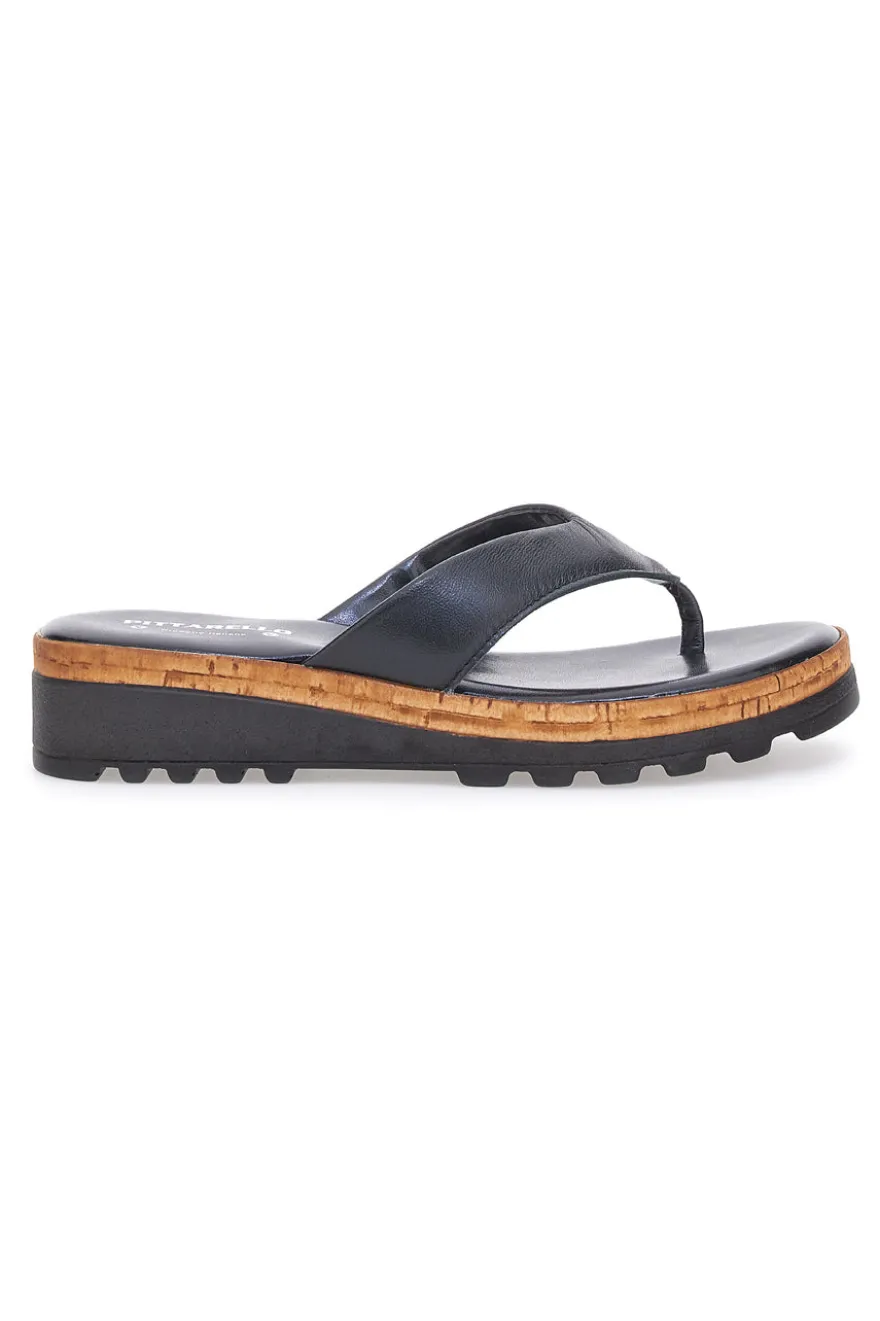 Infradito nere con zeppa Pittarello 664