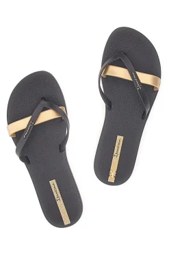 Infradito nere e oro con doppia fascia Ipanema IP81805