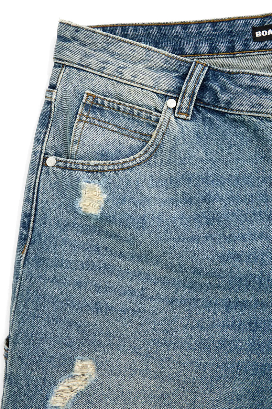 Jeans blu denim al ginocchio con strappi Boardman 4051