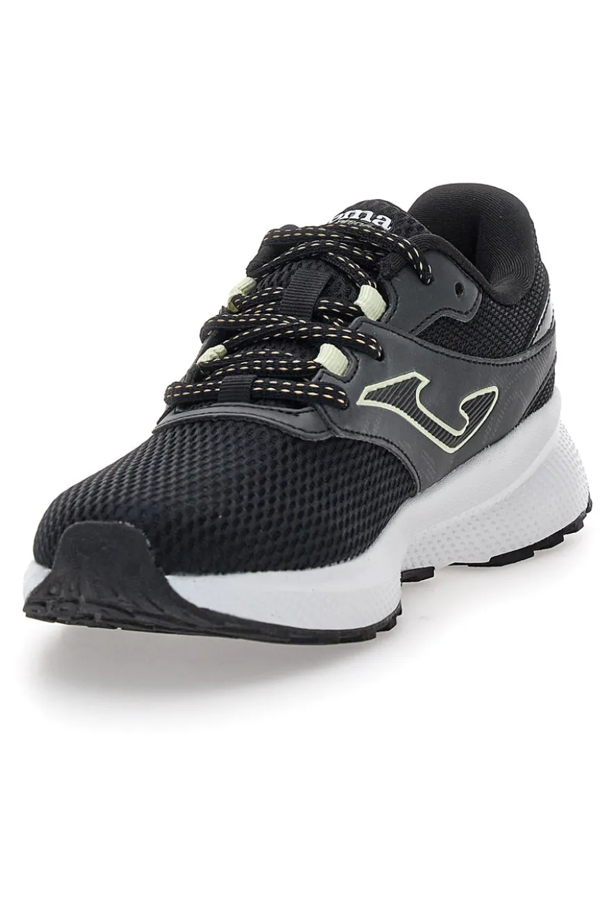 Joma Meta Lady 2501 Schwarze Mesh-Laufschuhe mit weißer Sohle