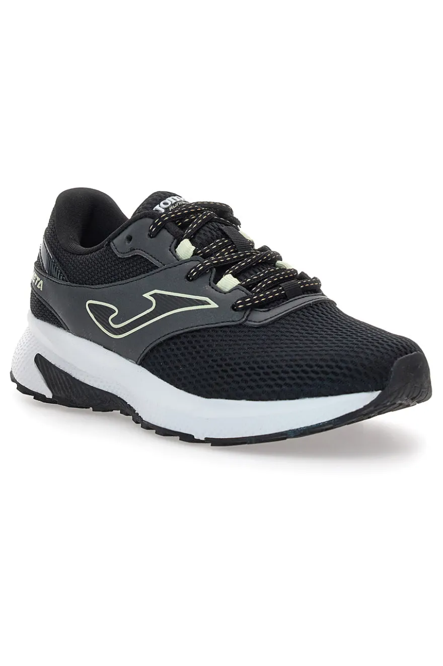 Joma Meta Lady 2501 Schwarze Mesh-Laufschuhe mit weißer Sohle