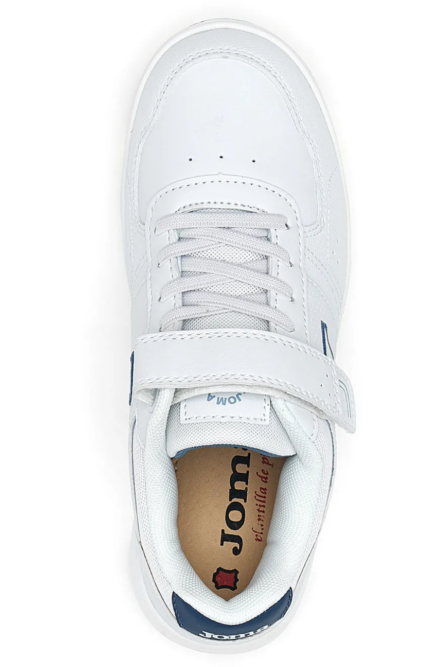 Joma W Harvard JR 2543 weiße Sneakers mit blauen Details und Klettverschluss