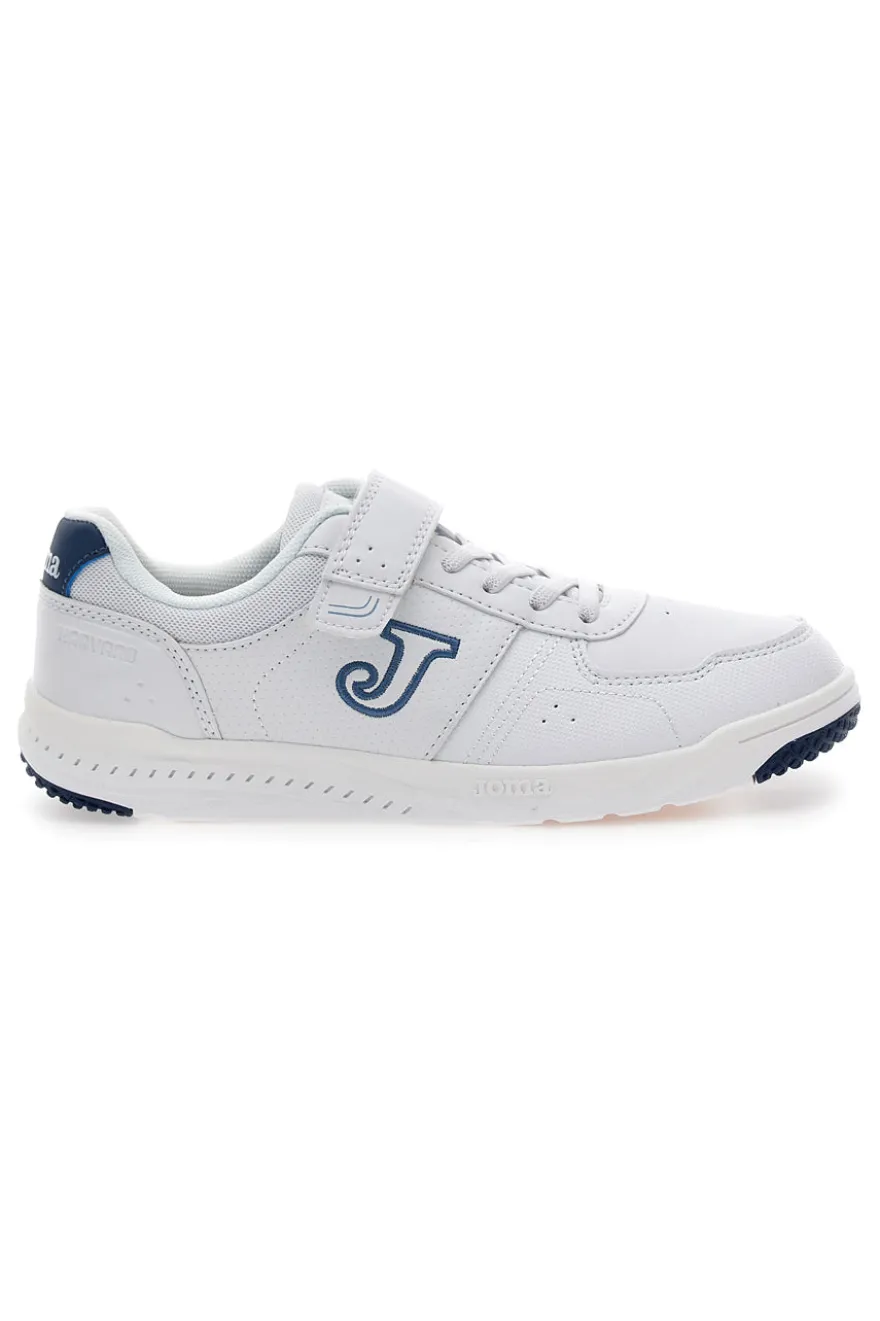 Joma W Harvard JR 2543 weiße Sneakers mit blauen Details und Klettverschluss