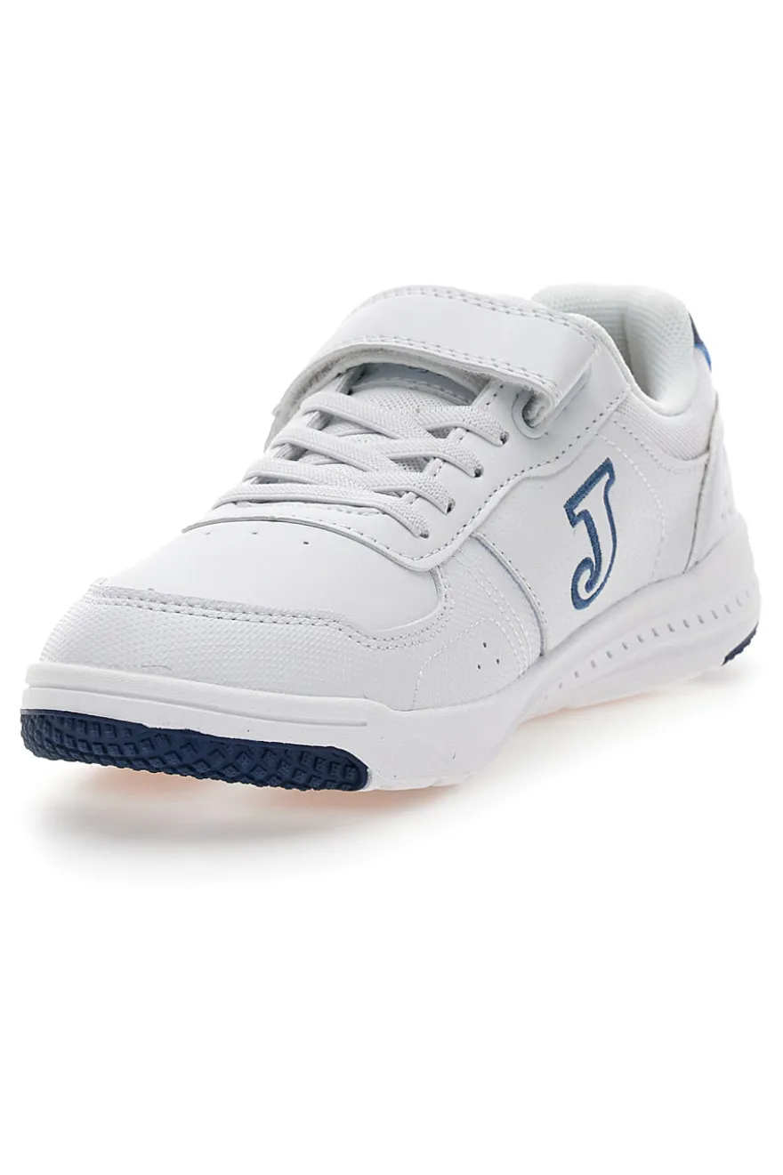Joma W Harvard JR 2543 weiße Sneakers mit blauen Details und Klettverschluss