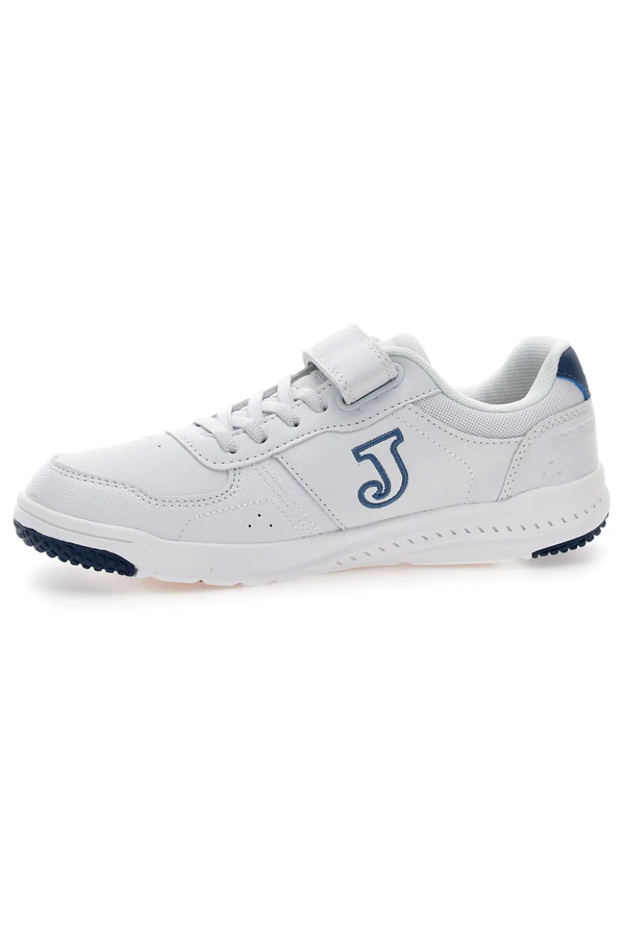 Joma W Harvard JR 2543 weiße Sneakers mit blauen Details und Klettverschluss