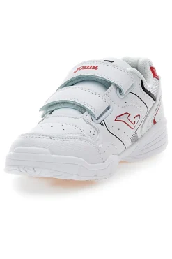 Joma W.School JR 2506 weiße Sneakers mit roten Details und Doppelriemen