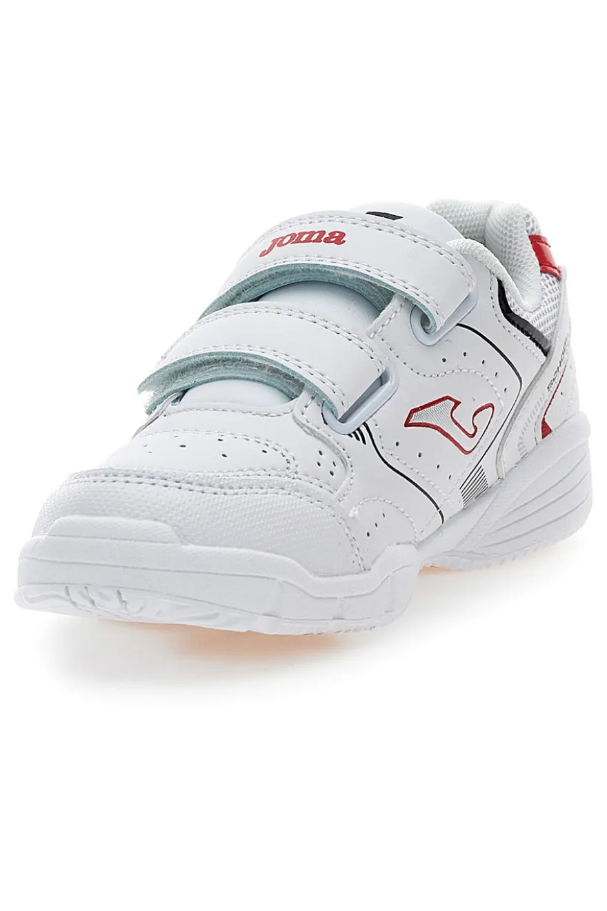 Joma W.School JR 2506 weiße Sneakers mit roten Details und Doppelriemen