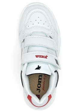 Joma W.School JR 2506 weiße Sneakers mit roten Details und Doppelriemen