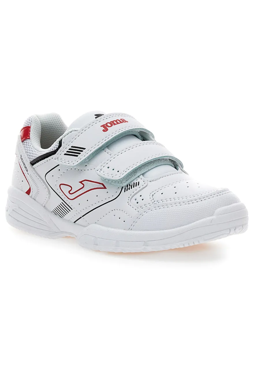 Joma W.School JR 2506 weiße Sneakers mit roten Details und Doppelriemen