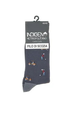 Lange graue Socken mit INDIGENO METROPOLITANO LEGER-Muster