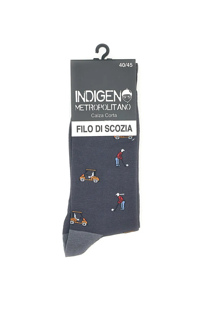 Lange graue Socken mit INDIGENO METROPOLITANO LEGER-Muster