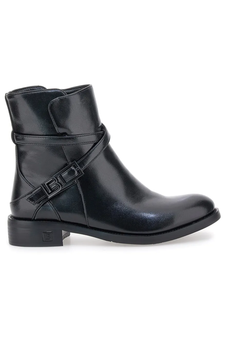 Laura Biagiotti 9285 Schwarze Stiefeletten mit seitlicher Schnalle