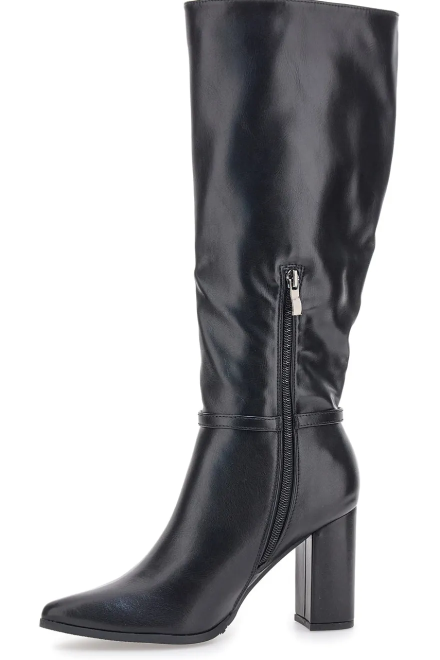 Le Havre Paris 6002 Schwarze Stiefeletten mit hohem Absatz und Riemen