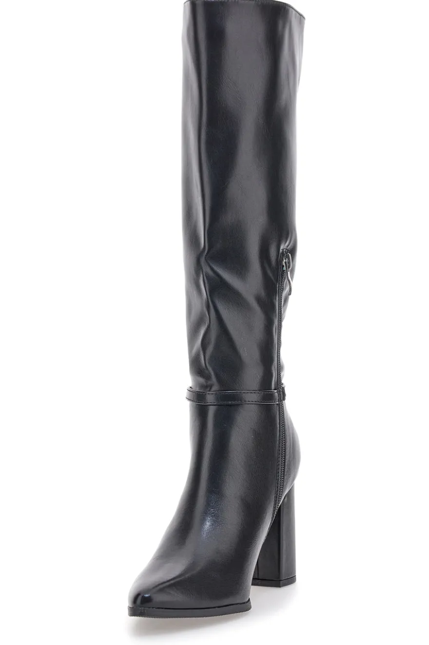 Le Havre Paris 6002 Schwarze Stiefeletten mit hohem Absatz und Riemen