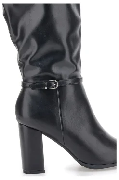 Le Havre Paris 6002 Schwarze Stiefeletten mit hohem Absatz und Riemen