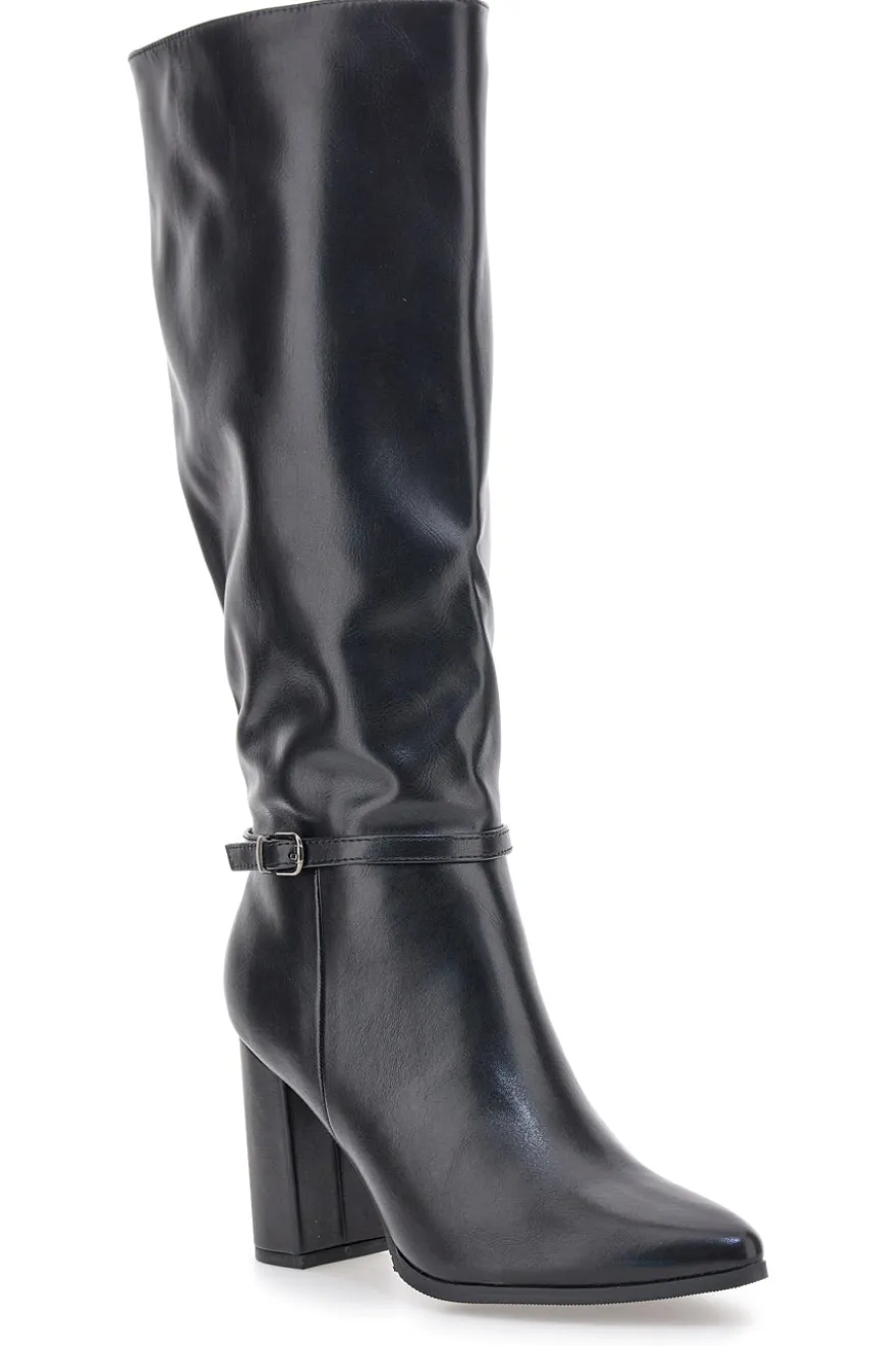 Le Havre Paris 6002 Schwarze Stiefeletten mit hohem Absatz und Riemen