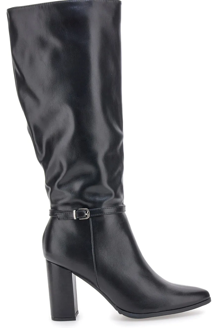 Le Havre Paris 6002 Schwarze Stiefeletten mit hohem Absatz und Riemen