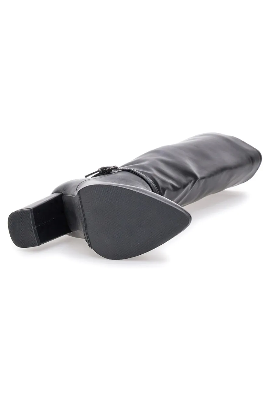 Le Havre Paris 6002 Schwarze Stiefeletten mit hohem Absatz und Riemen