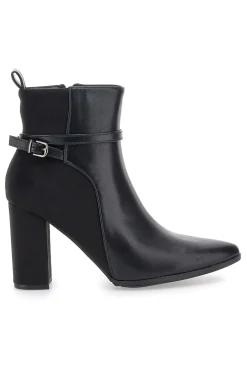 Le Havre Paris 6001 Schwarze Stiefeletten mit hohem Absatz und Knöchelriemen