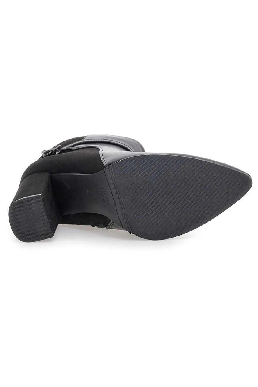 Le Havre Paris 6001 Schwarze Stiefeletten mit hohem Absatz und Knöchelriemen