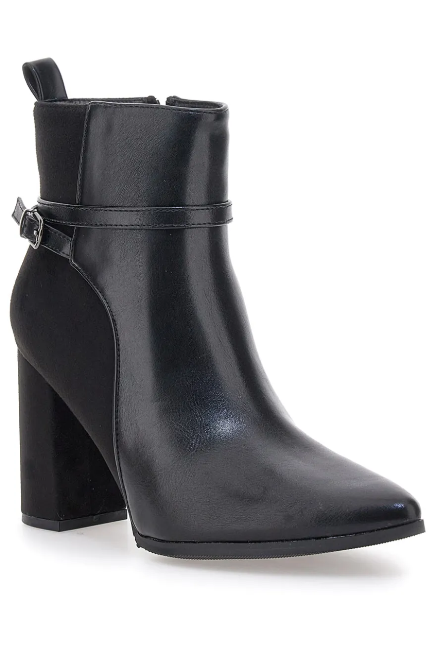 Le Havre Paris 6001 Schwarze Stiefeletten mit hohem Absatz und Knöchelriemen