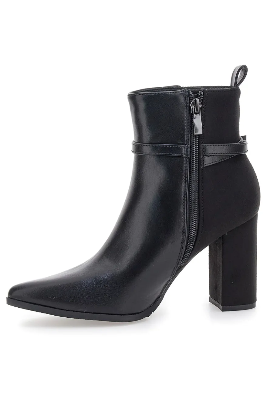 Le Havre Paris 6001 Schwarze Stiefeletten mit hohem Absatz und Knöchelriemen
