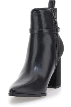 Le Havre Paris 6001 Schwarze Stiefeletten mit hohem Absatz und Knöchelriemen