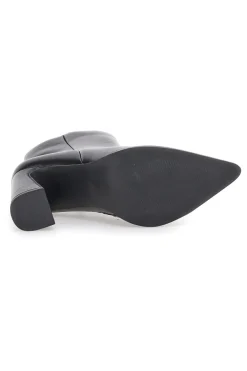 Le Havre Paris 801 schwarze Stiefeletten mit hohem Blockabsatz und spitzer Zehenpartie