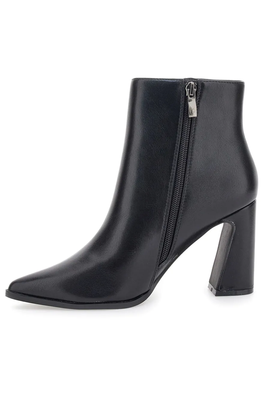 Le Havre Paris 801 schwarze Stiefeletten mit hohem Blockabsatz und spitzer Zehenpartie