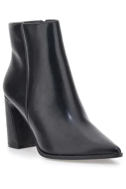 Le Havre Paris 801 schwarze Stiefeletten mit hohem Blockabsatz und spitzer Zehenpartie