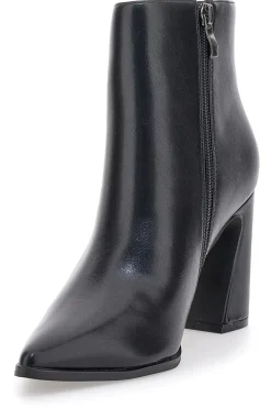 Le Havre Paris 801 schwarze Stiefeletten mit hohem Blockabsatz und spitzer Zehenpartie