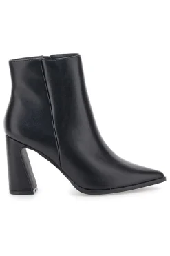 Le Havre Paris 801 schwarze Stiefeletten mit hohem Blockabsatz und spitzer Zehenpartie