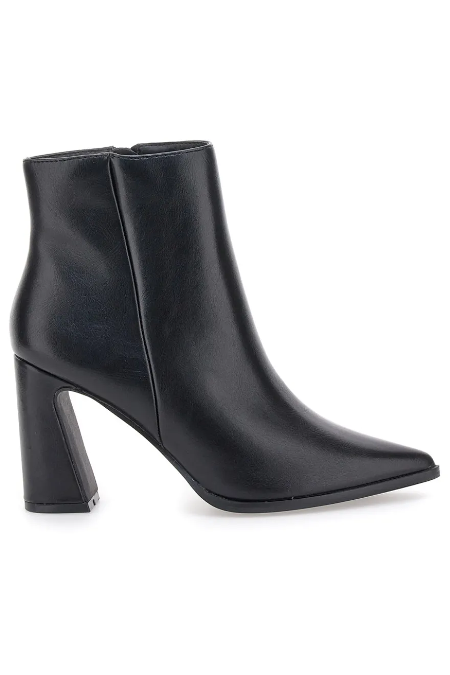 Le Havre Paris 801 schwarze Stiefeletten mit hohem Blockabsatz und spitzer Zehenpartie