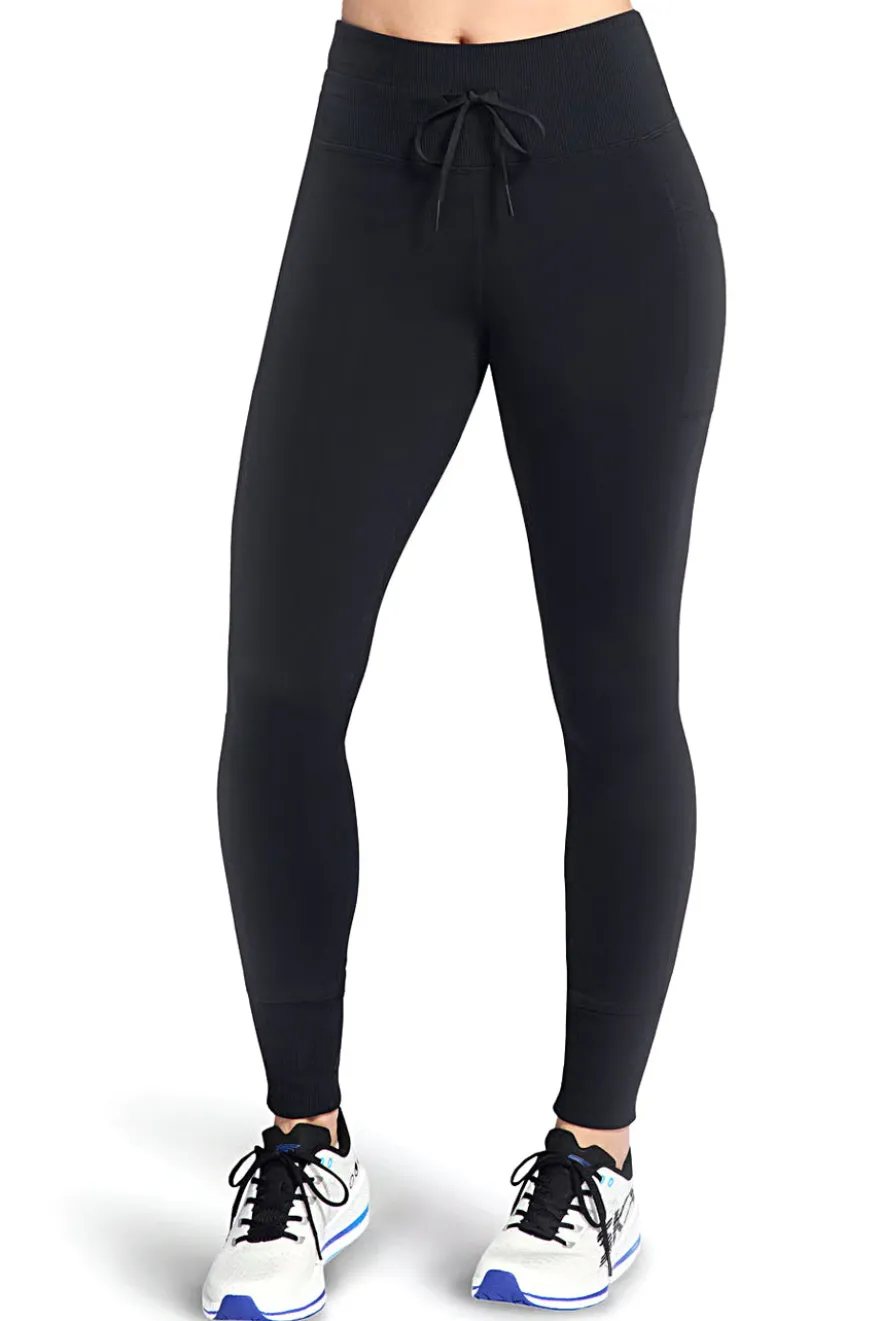 Leggings neri in tessuto go flex con vita regolabile Skechers LG74