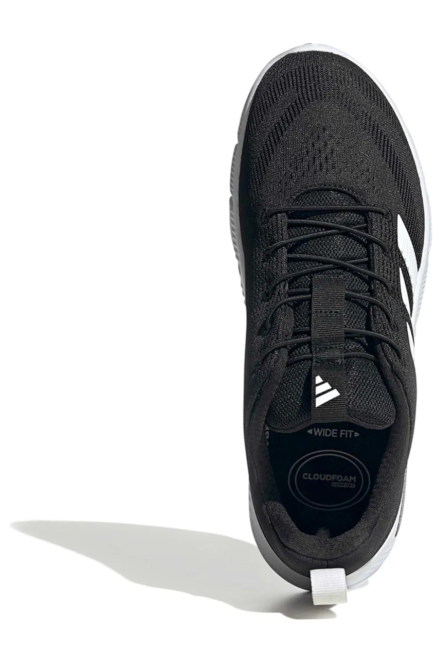 Leichte schwarze Mesh-Sneakers mit elastischen Schnürsenkeln Adidas Cloudfoam Flex