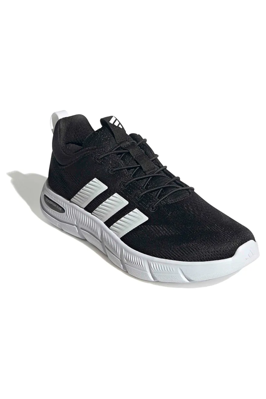 Leichte schwarze Mesh-Sneakers mit elastischen Schnürsenkeln Adidas Cloudfoam Flex
