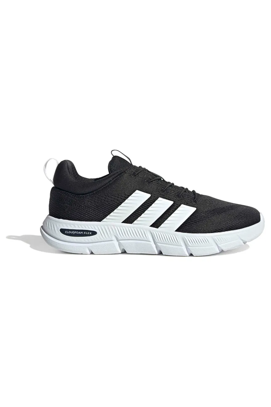 Leichte schwarze Mesh-Sneakers mit elastischen Schnürsenkeln Adidas Cloudfoam Flex