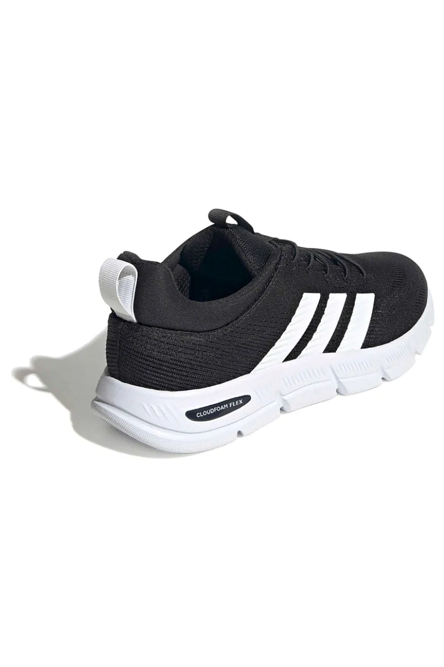 Leichte schwarze Mesh-Sneakers mit elastischen Schnürsenkeln Adidas Cloudfoam Flex