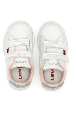 LEVI'S BELL JR MINI – Weiße und rosa Sneakers mit Klettverschluss