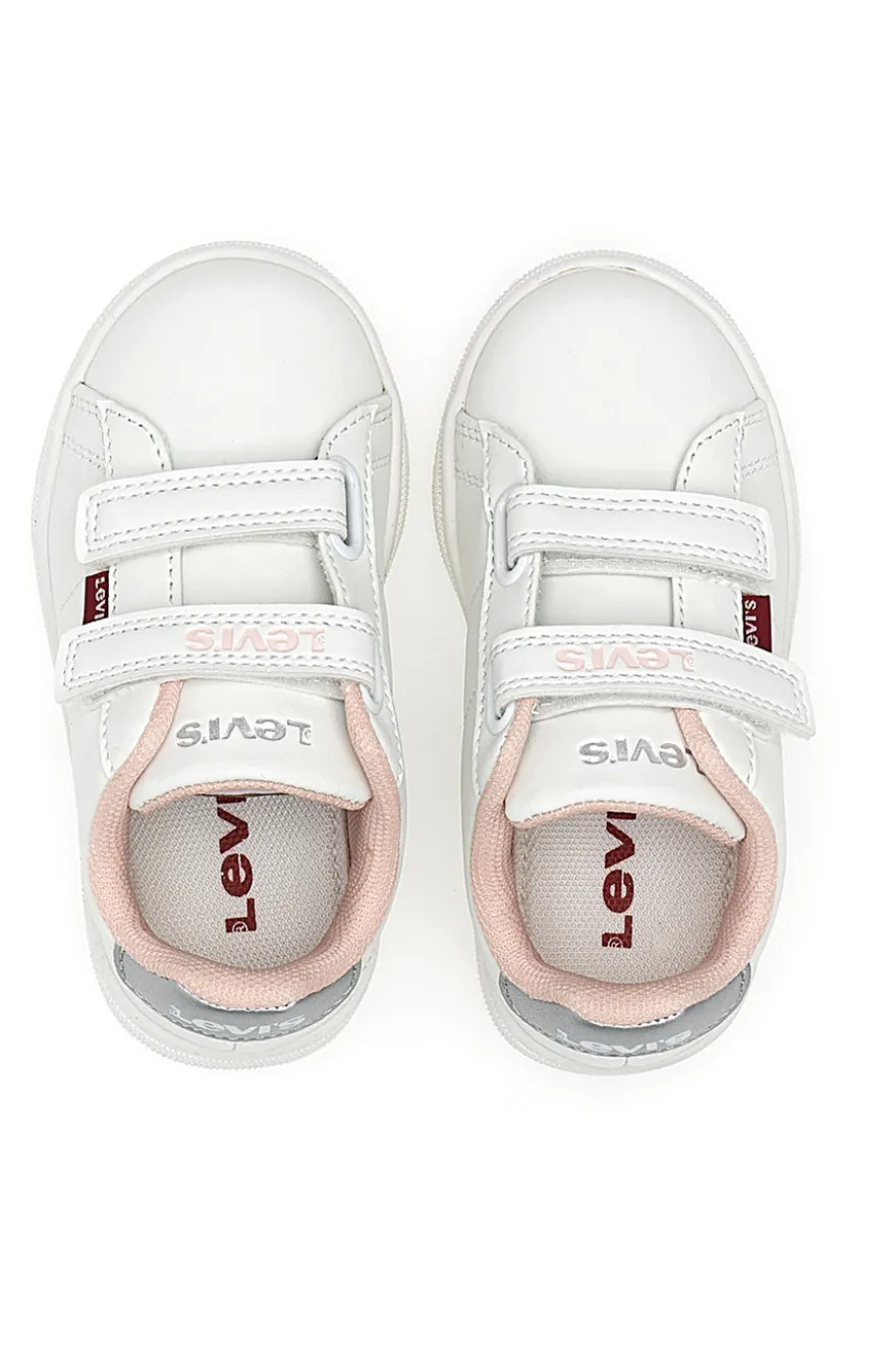 LEVI'S BELL JR MINI – Weiße und rosa Sneakers mit Klettverschluss